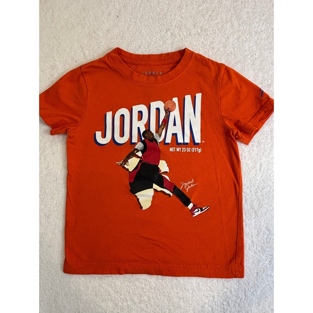 Jordan Boys Orange Michael Jordan Graphic‎ T-Shirt Size 5 5-6 YRS Basketball Tee
